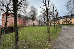 Parc devant le bâtiment